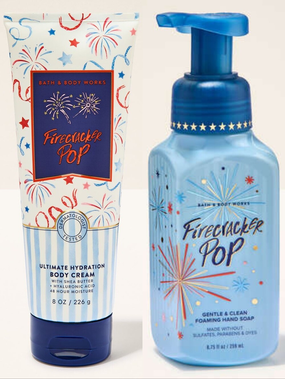 Bath & Body Works Firecracker Pop Body Cream & Foaming Hand Soap Set NEW RARE